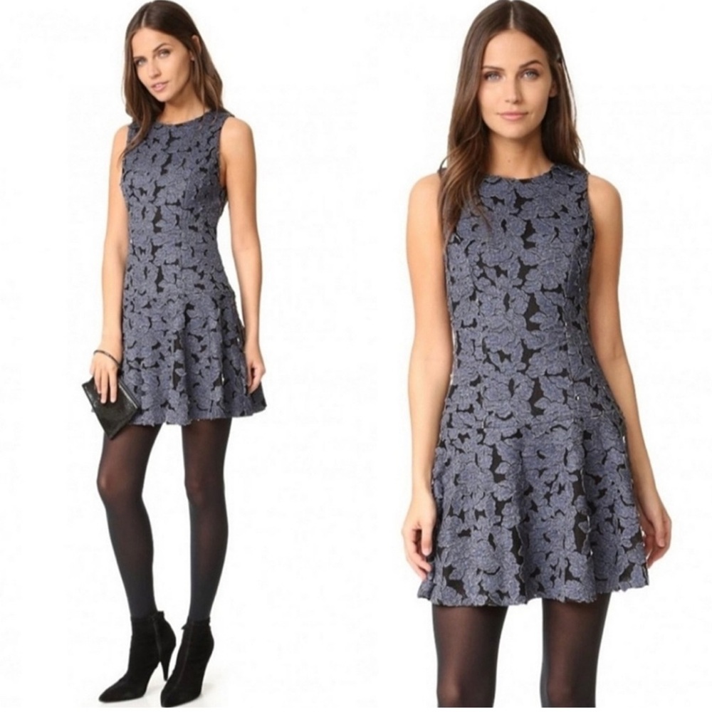 Alice + Olivia Blue Floral Lace Dress